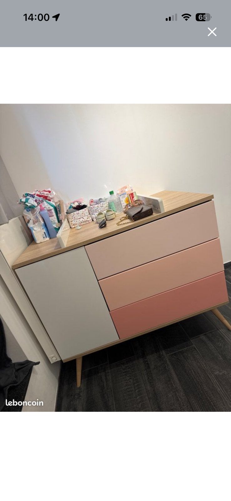 Commode Sauthon seventises rose, Kinderen en Baby's, Kinderkamer | Complete kinderkamers, Ophalen, Zo goed als nieuw