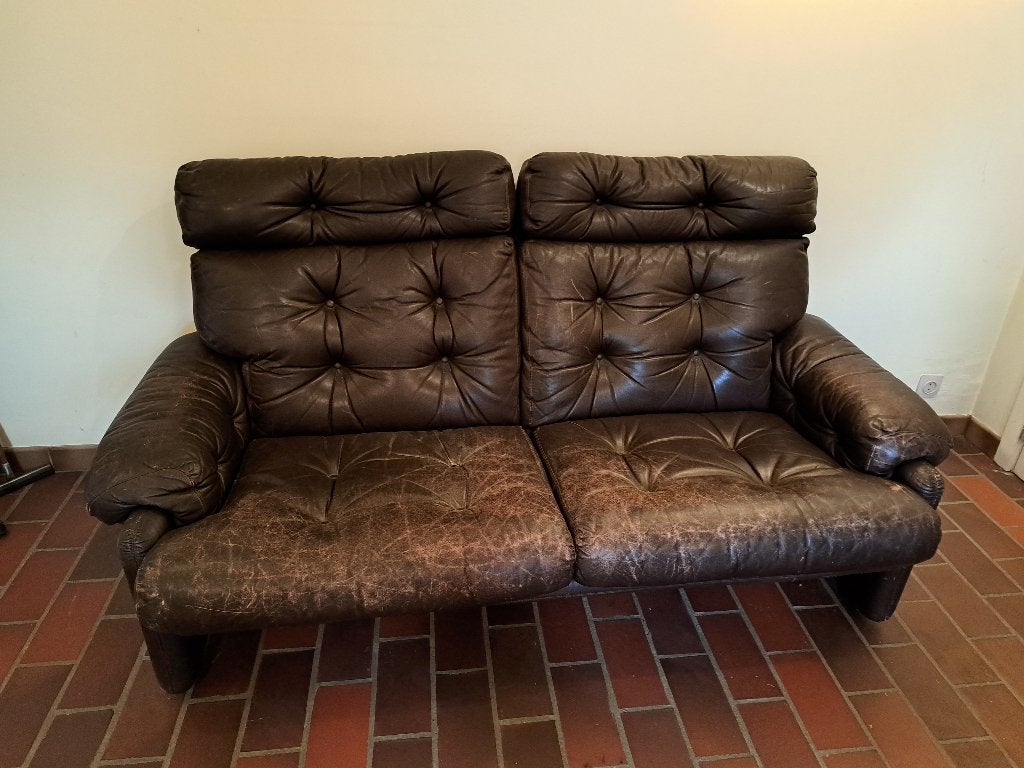 B&B italia Coronado 2 zit leder bruin 1970 vintage, Huis en Inrichting, Ophalen, Gebruikt, 150 tot 200 cm, Tweepersoons