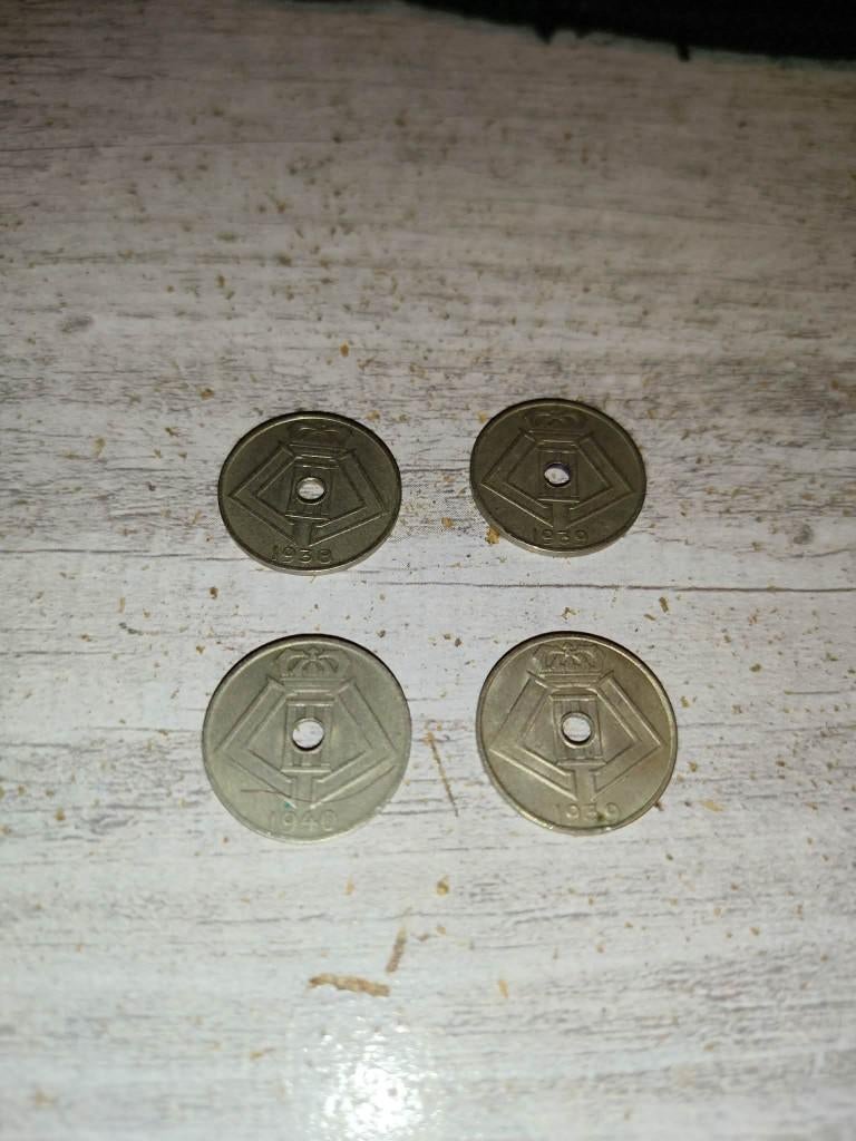 Lot de 4 pièces belges de 5 cents 1939-40, Enlèvement, Monnaie en vrac