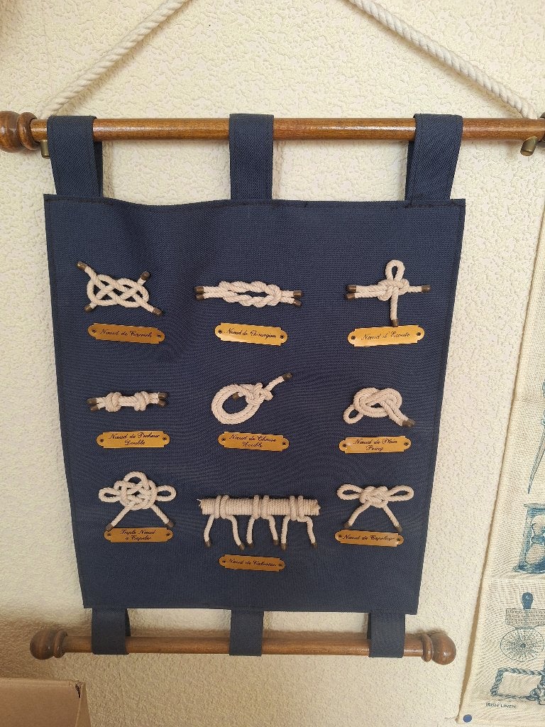 Blauwe doek met scheepsknopen, Verzamelen, Ophalen, Zo goed als nieuw, Kaart, Foto of Prent