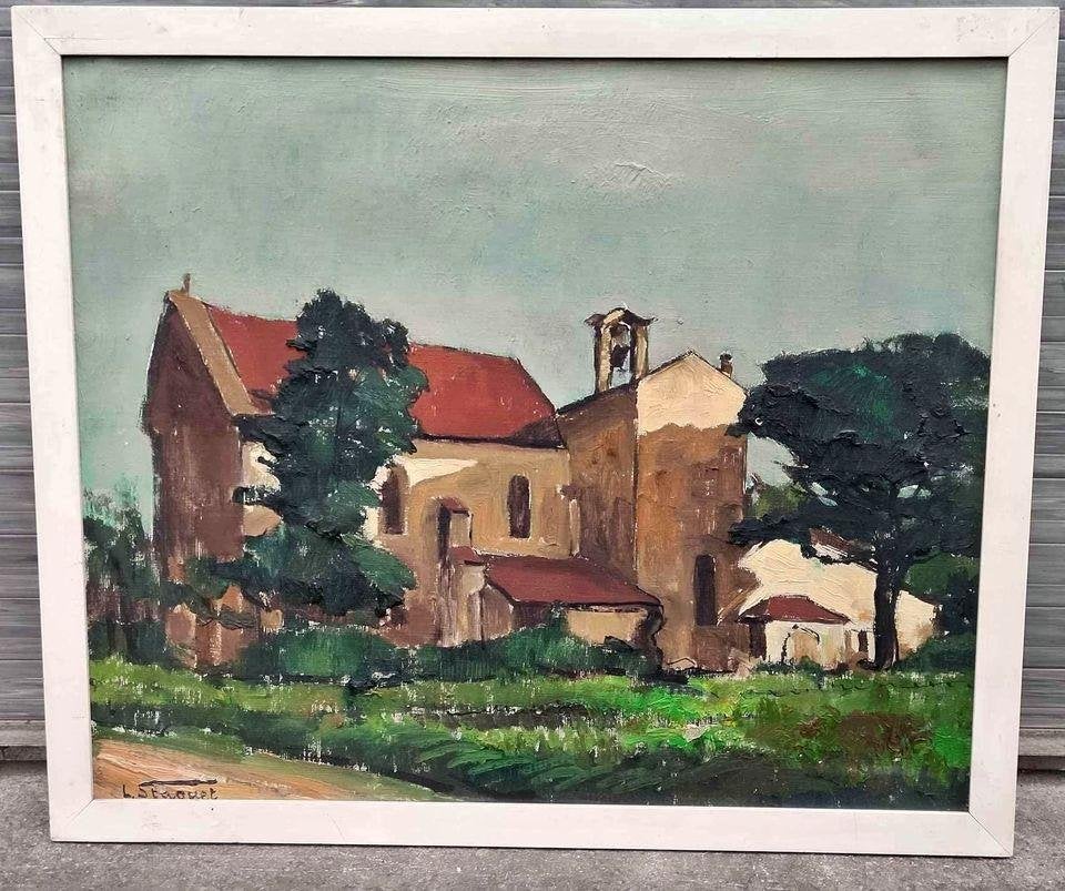 huile sur toile maison signe lucien staquet, Enlèvement ou Envoi, Toile