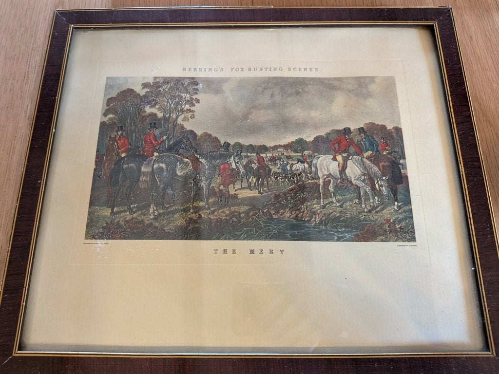 Gravure encadrée. Scène de chasse au renard., Antiquités & Art, Enlèvement, Gravure