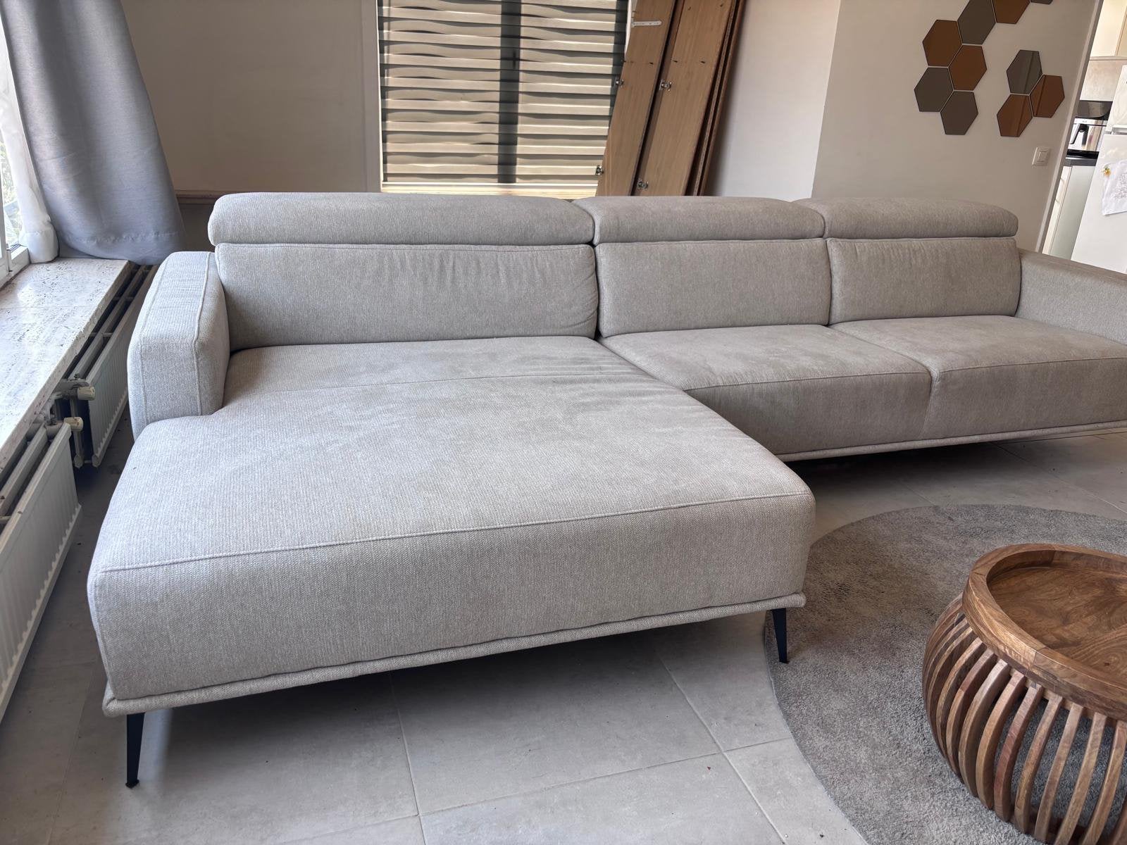Longchair Belice zetel grijs met zwarte poten, Ophalen, Zo goed als nieuw
