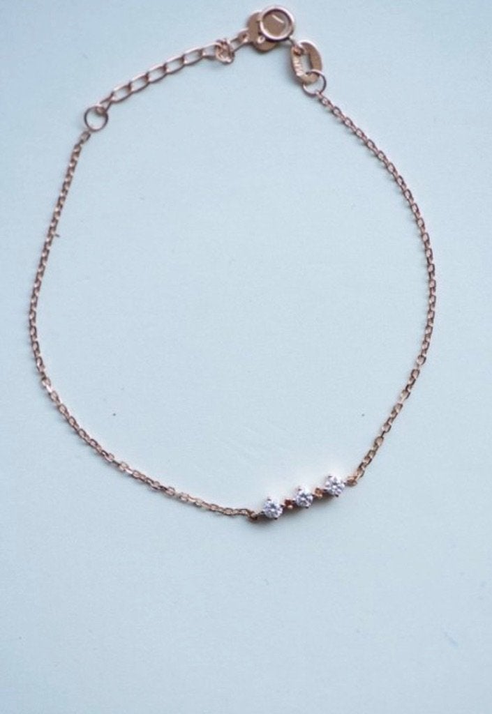 Armband NIEUW 18 karaat goud met 3 diamantjes 0.3ct, Nieuw, Ophalen of Verzenden, Met edelsteen, Goud