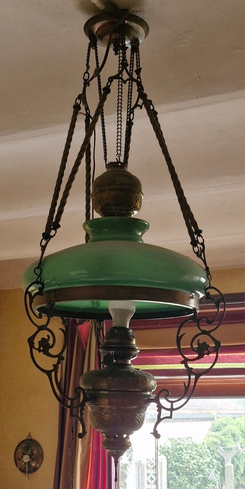 Suspension en opaline, L'empereur et Bernard, électrifiée, Antiquités & Art, Enlèvement