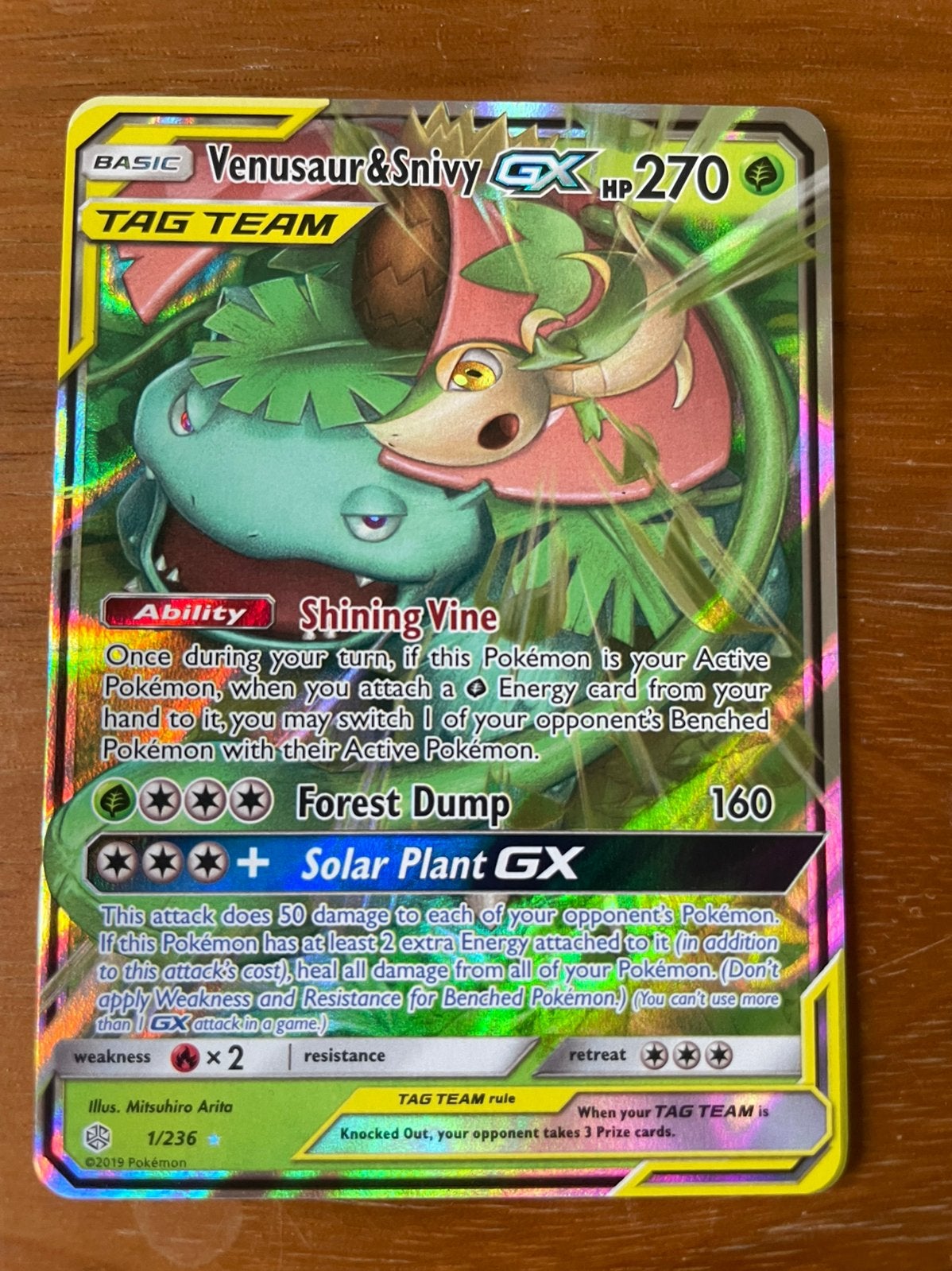 Venusaur&Snivy GX Tag Team pokemon kaart, Enlèvement ou Envoi, Neuf, Cartes en vrac, Foil