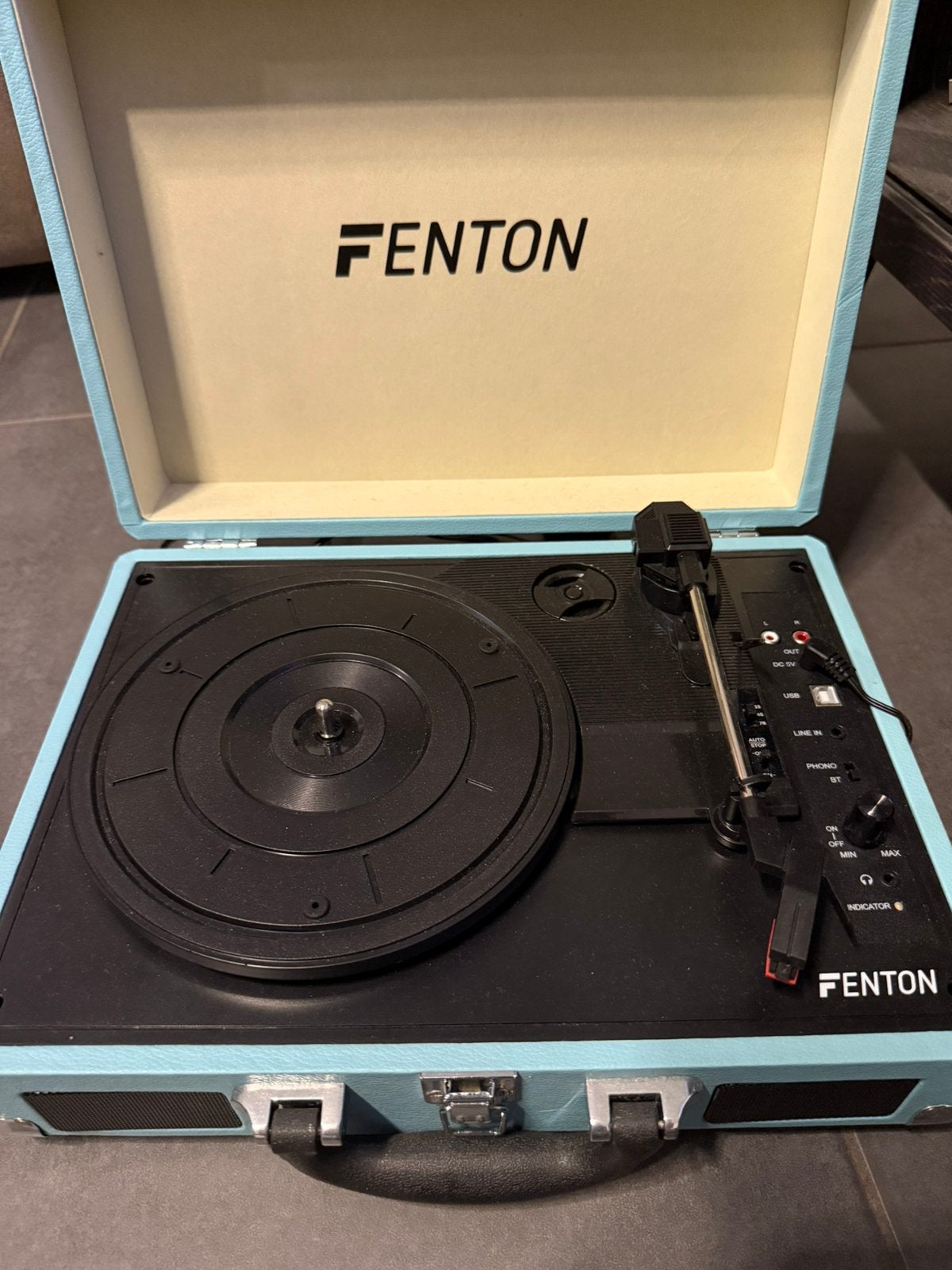 Fenton platenspeler vinyl blauw, Ophalen, Gebruikt, Platenspeler