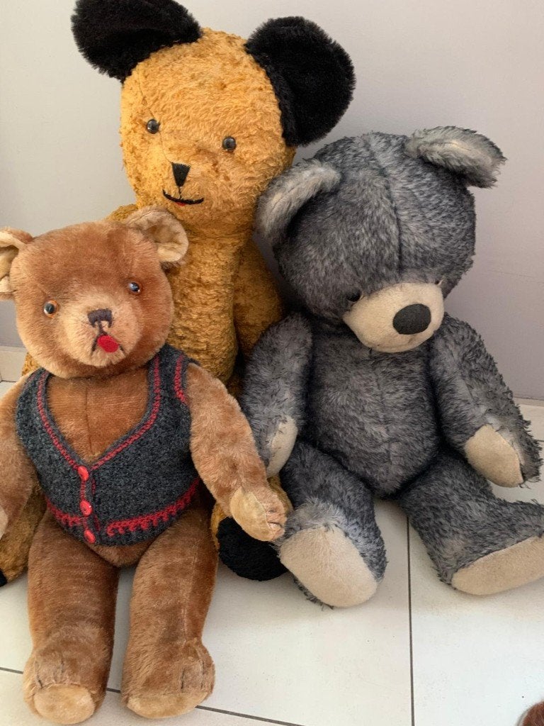 3 oude teddyberen uit de jaren '50/'60, Antiek en Kunst, Ophalen