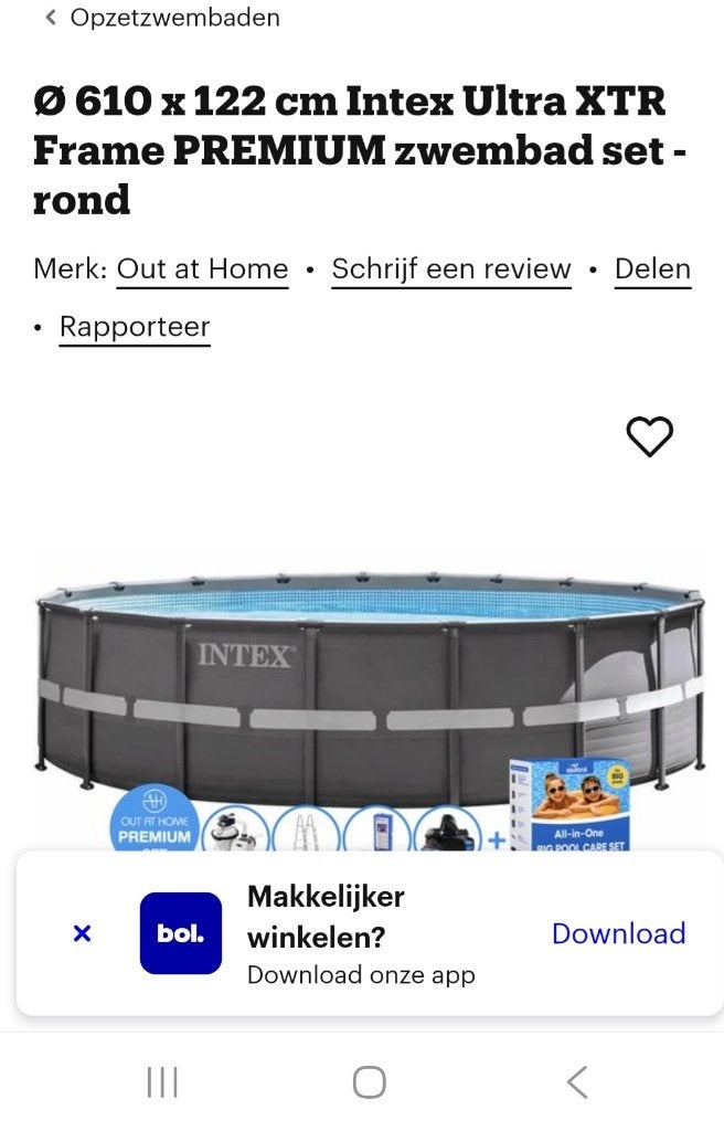 Intex 6.10m x 1.22m, Tuin en Terras, Rond, 300 cm of meer, Zo goed als nieuw, Ophalen