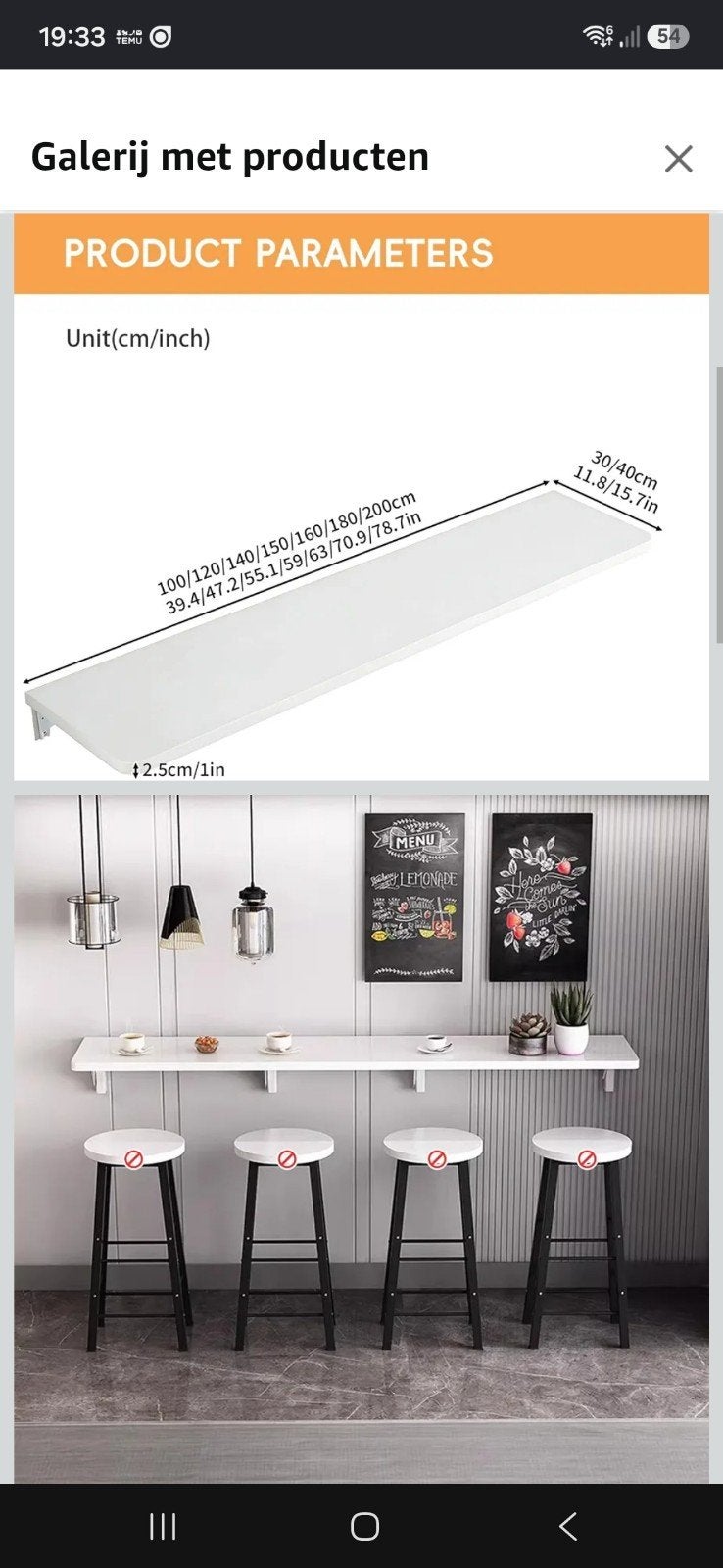 klaptafel voor aan muur te hangen, Maison & Meubles, Enlèvement, Comme neuf
