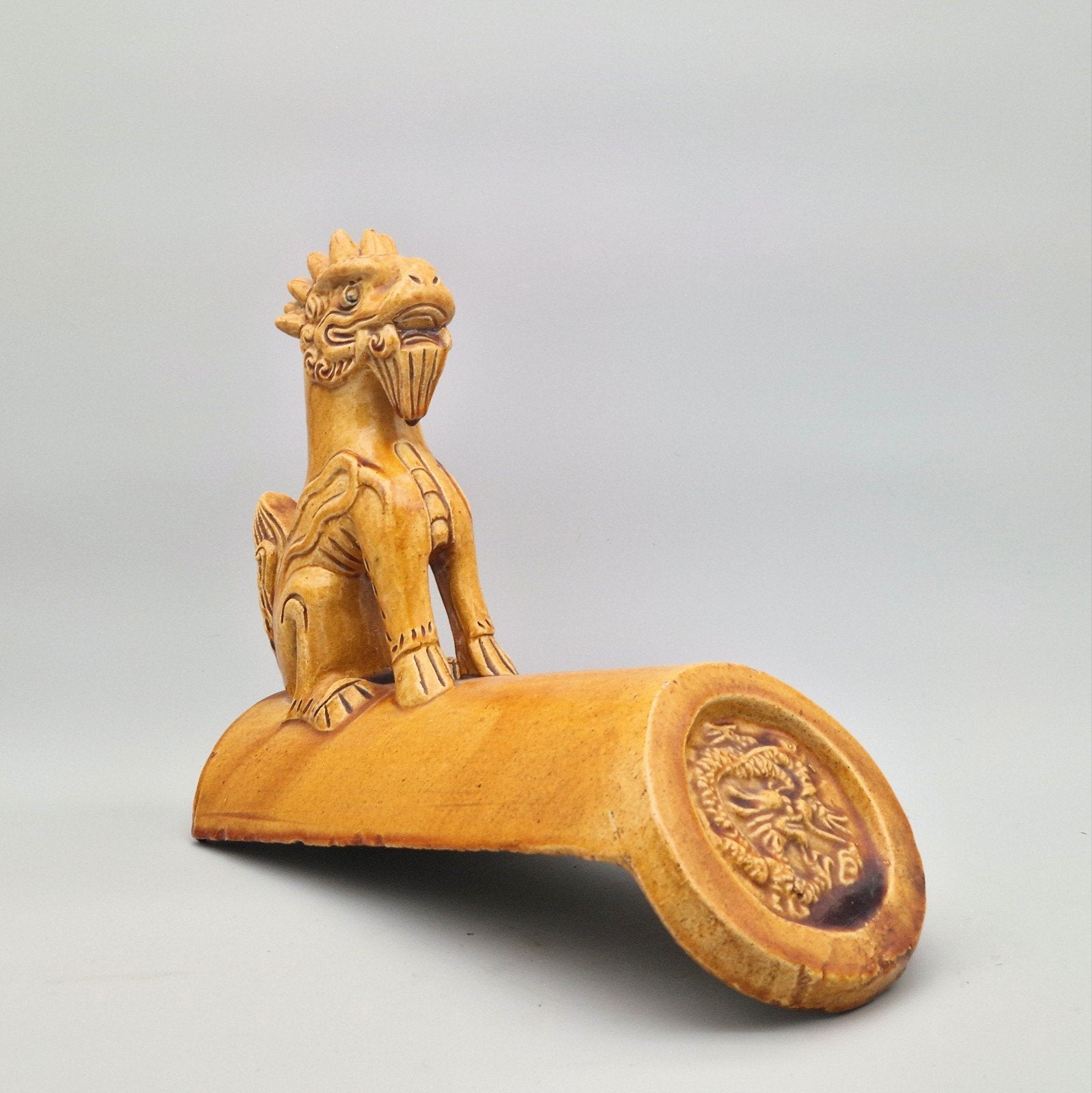Grande tuile chinoise avec dragon., Antiquités & Art, Enlèvement