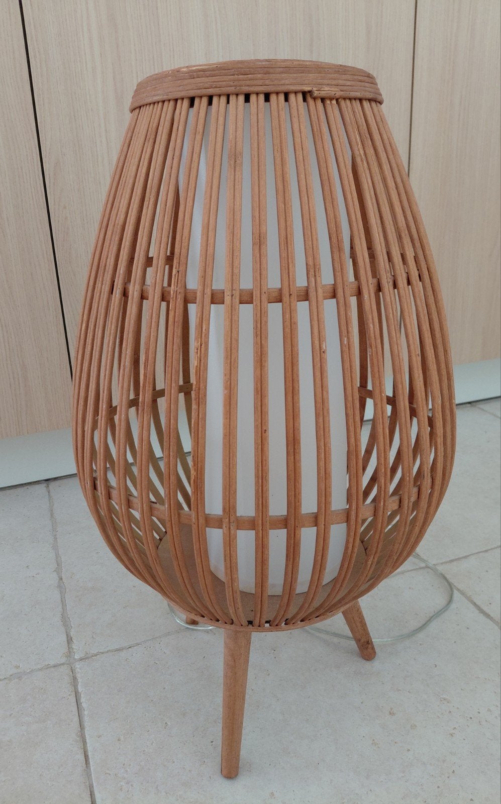 rotan, bamboe staande lamp, Moins de 100 cm, Comme neuf, Enlèvement, E27 (grand)