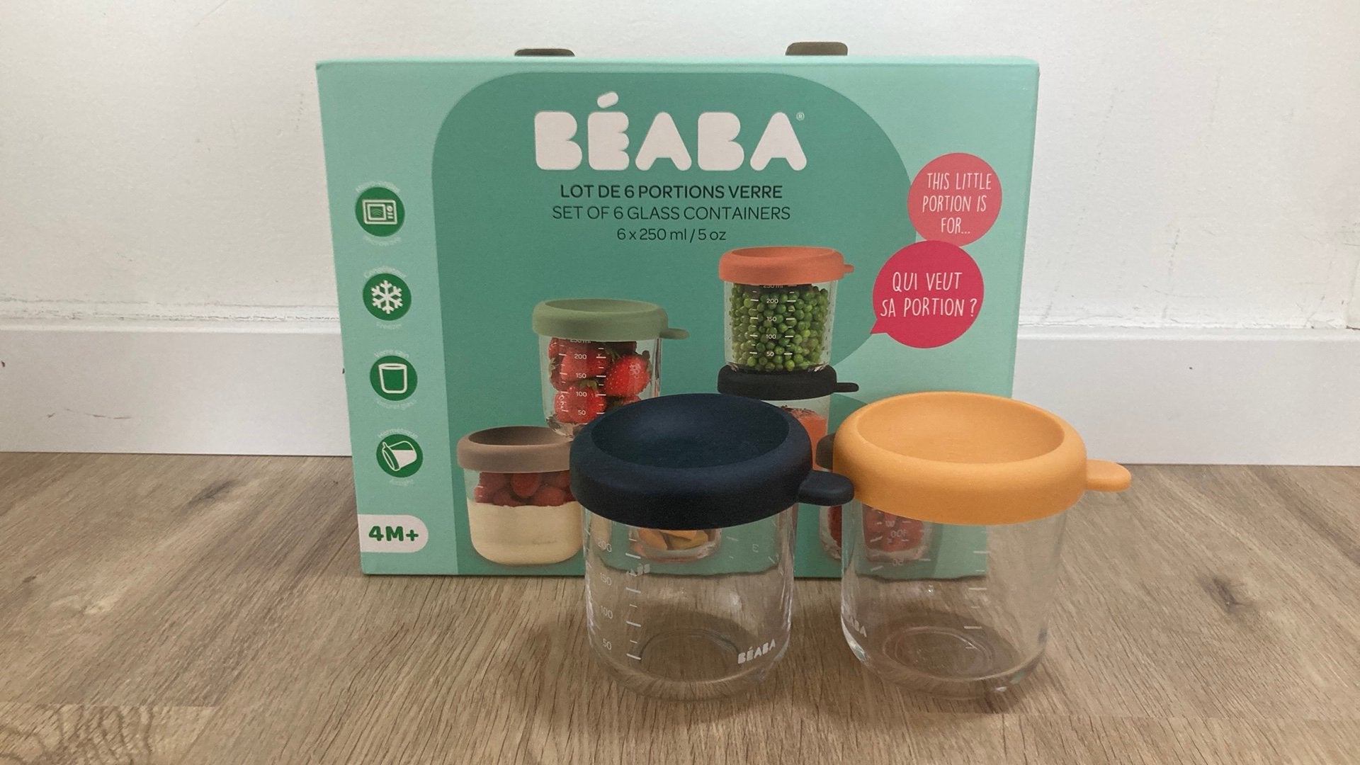 BEABA, 6 stuks glazen bewaarpotjes, 4M+, Enlèvement, Neuf, Sans BPA, Boîte de conservation