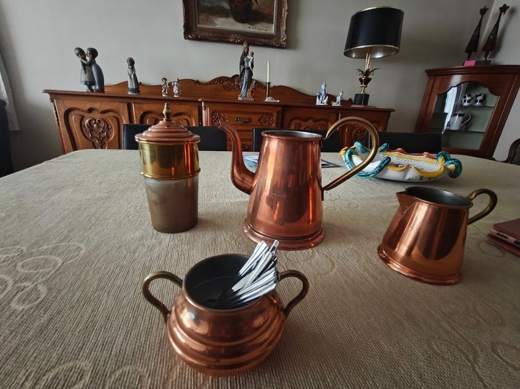 vintage/antieke koperen koffieset, Ophalen of Verzenden, Koper