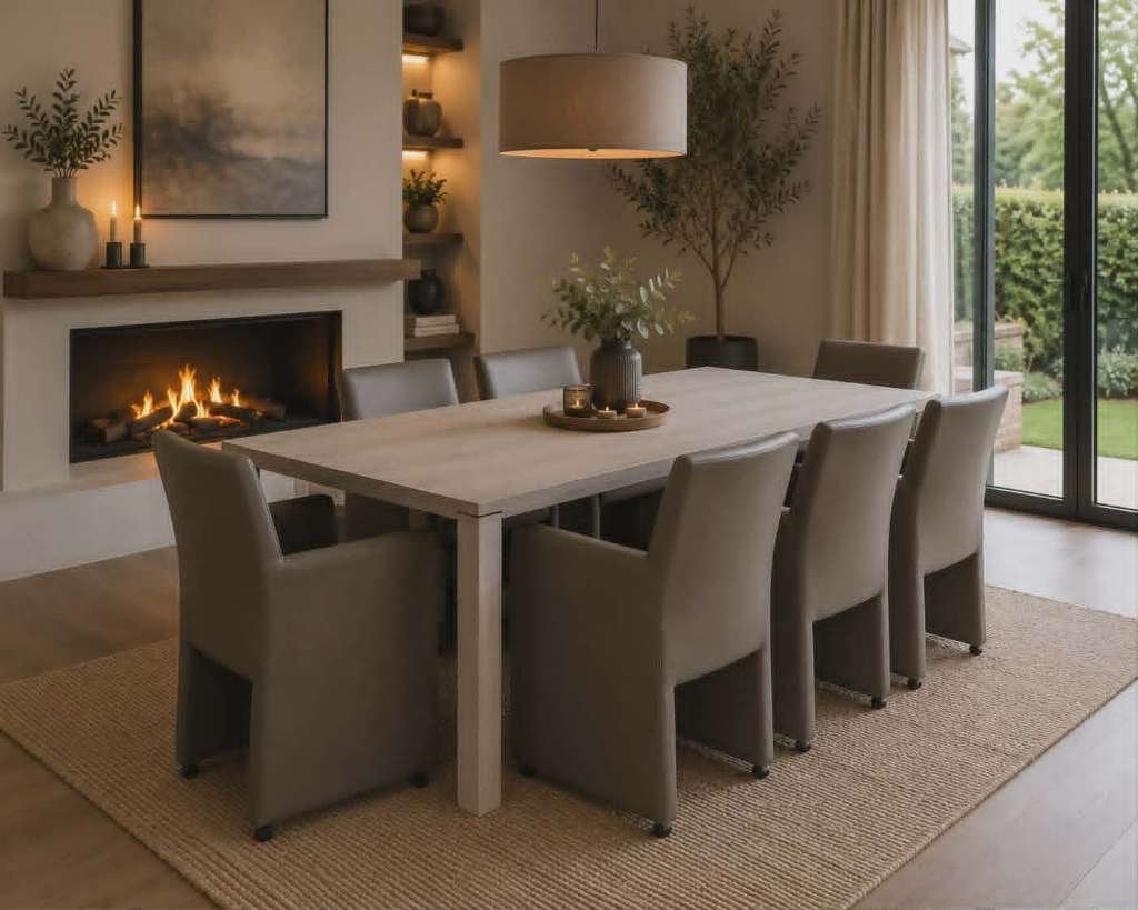 Eettafel met 6 zeteltjes (op wielen), 150 à 200 cm, Cinq personnes ou plus, Comme neuf, Enlèvement