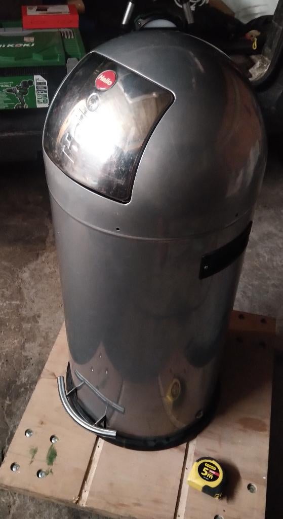 Afvalbak /prullenbak Hailo , 60L, Ophalen, Inox, Gebruikt, Met pedaal
