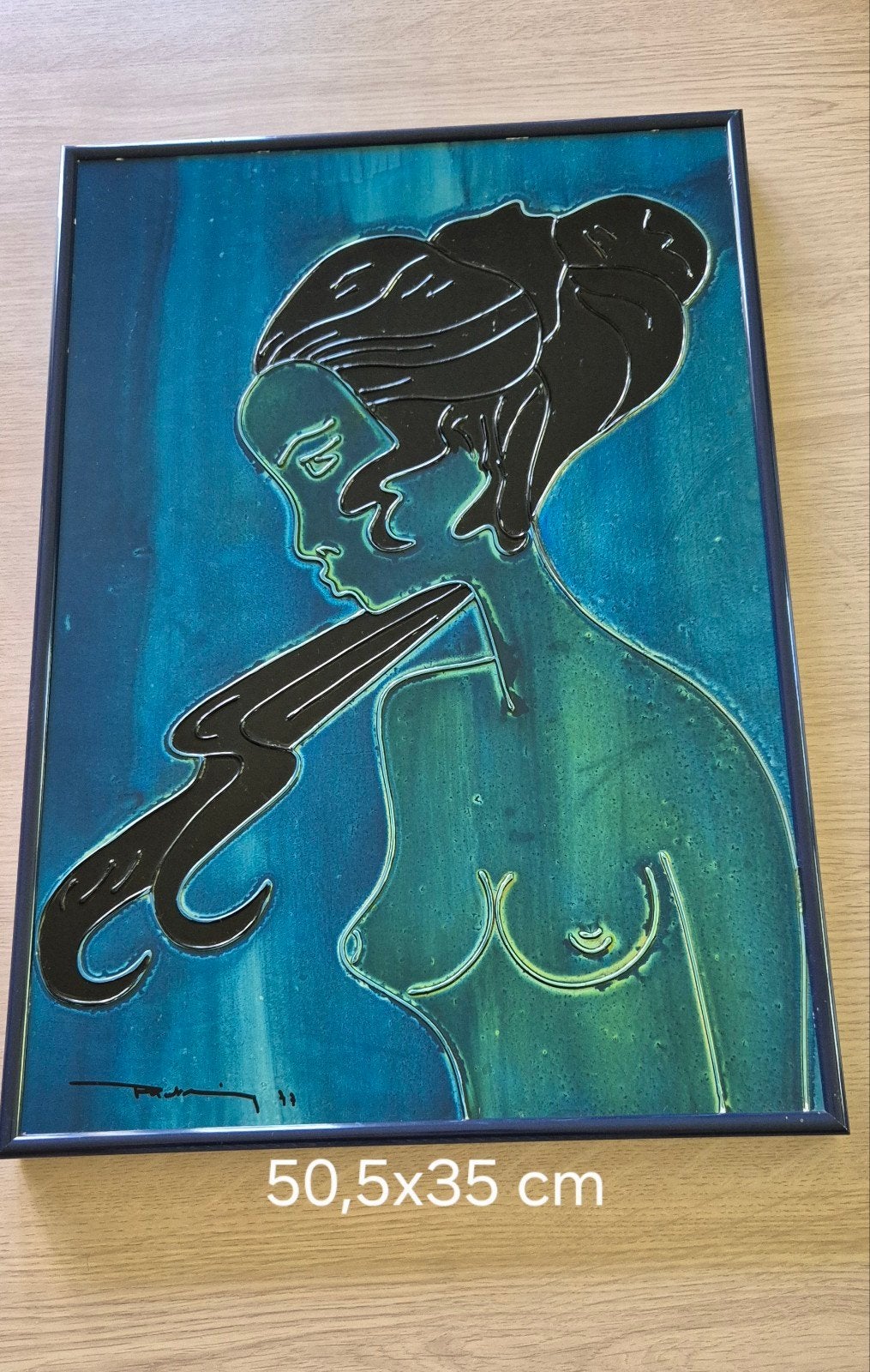 Brutalistisch keramische reliëf paneel "Vrouwelijk naakt" 77, Antiek en Kunst, Ophalen