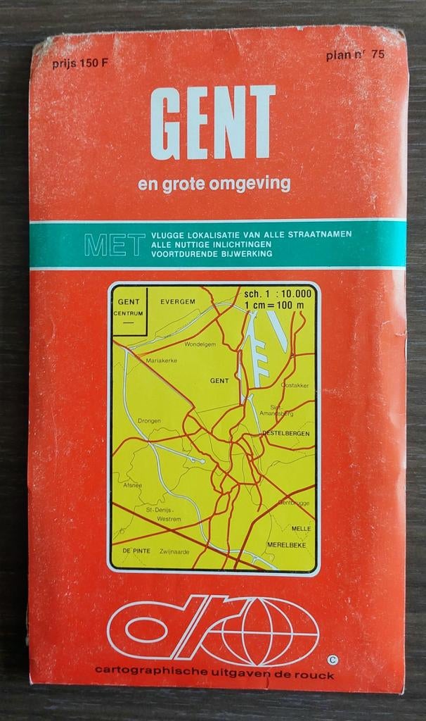 De Rouck vintage wegenkaart Gent 1977, Ophalen of Verzenden