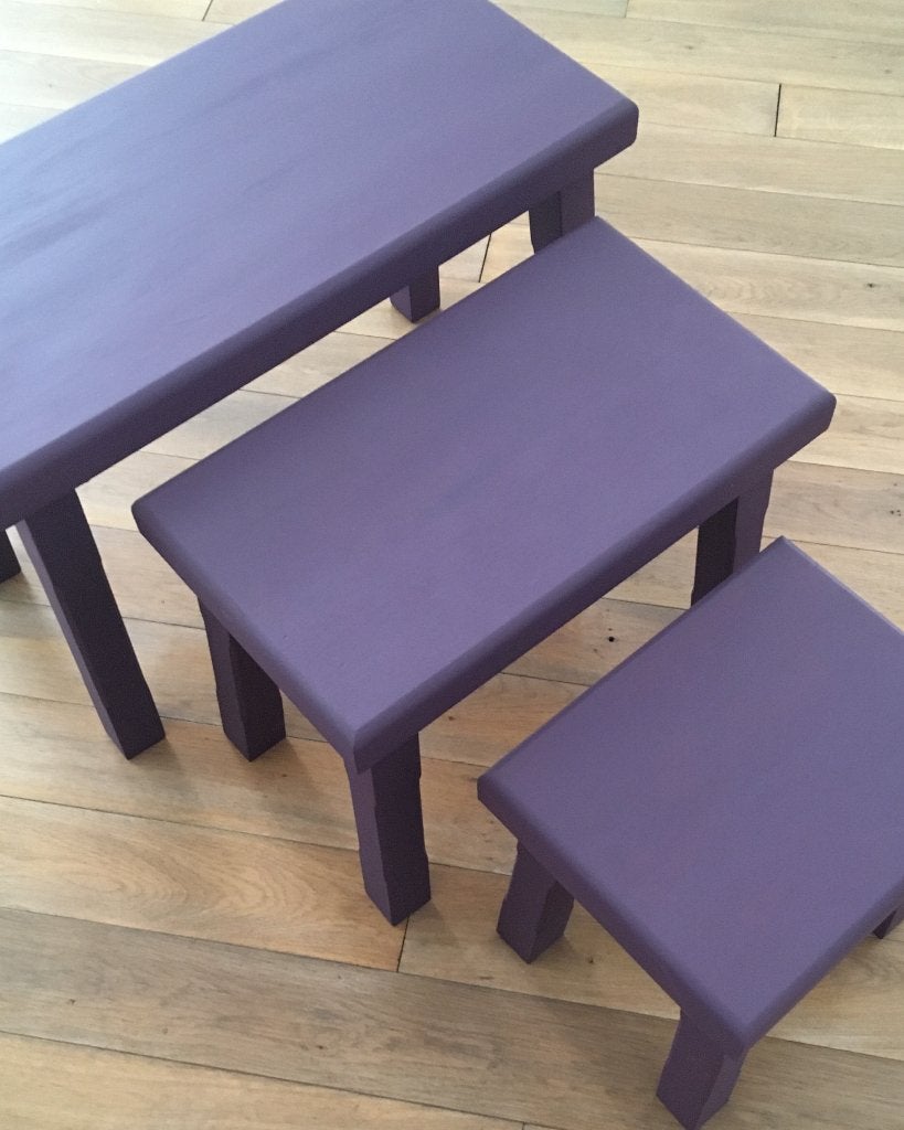 setje van 3 bijzettafeltjes gerestyled, Huis en Inrichting, Ophalen, Minder dan 45 cm, Minder dan 55 cm, Zo goed als nieuw