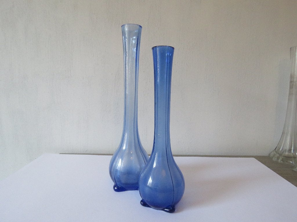 Set de 2 Solifleur en verre bleu, Enlèvement ou Envoi