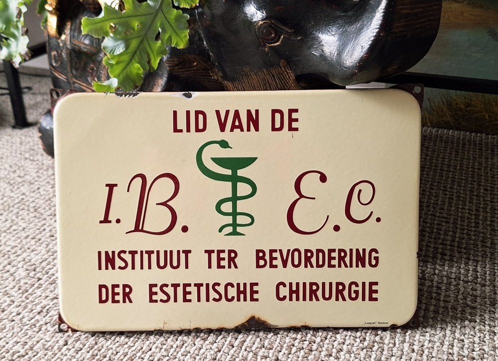 Emaille bord Estetische Chirurgie, Langcat Bussum., Verzamelen, Ophalen of Verzenden, Gebruikt, Reclamebord