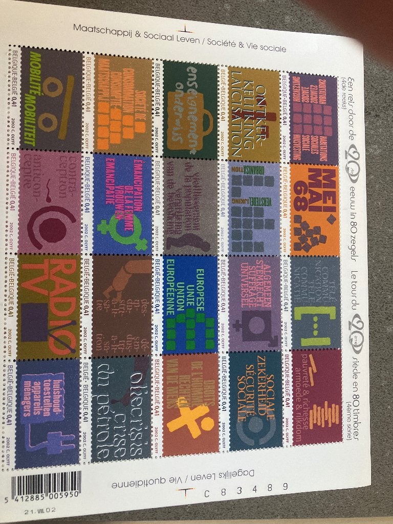 Postzegels reis door de 20 ste eeuw, Postzegels en Munten, Ophalen of Verzenden, Zonder stempel, Postfris, Postfris