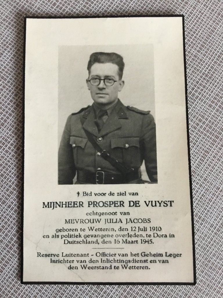 Victime de guerre De Vuyst Wetteren +camp de concentration, Envoi, Image pieuse