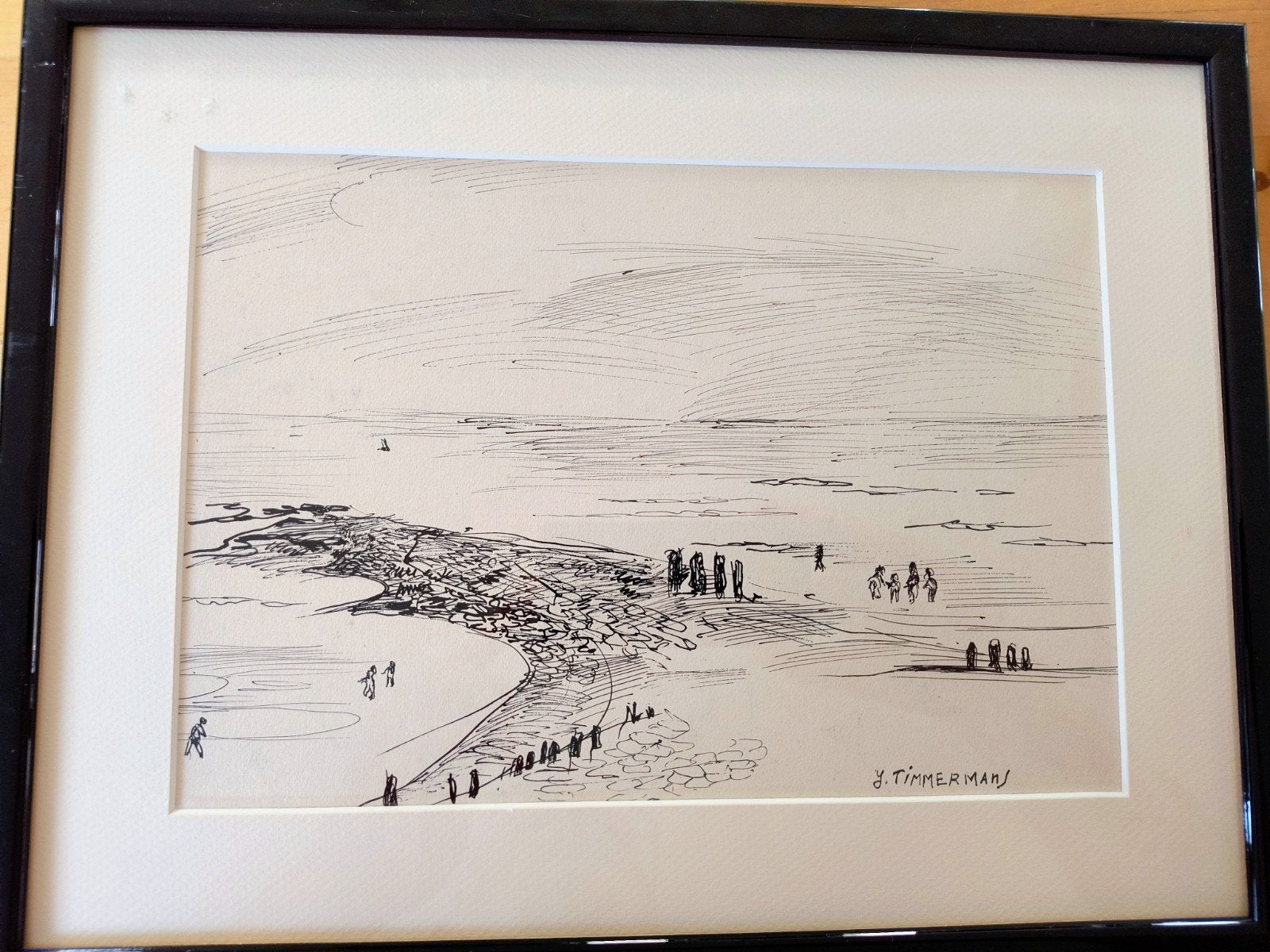 Dessin original à la plume — Jean Timmermans (1899—1986), Antiquités & Art, Enlèvement ou Envoi, Dessin, Dessin à la plume, Encadré