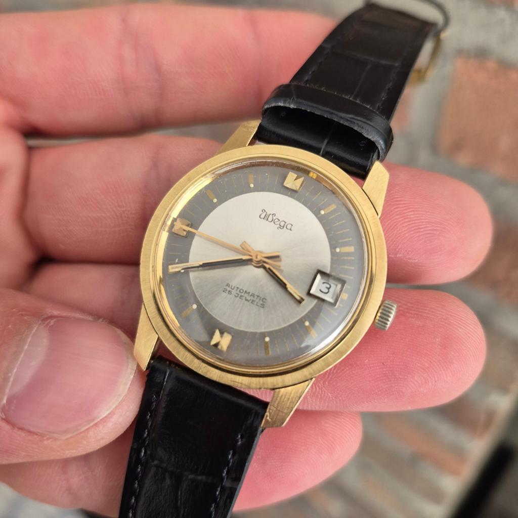 18 karaat massiv goud manen horloge, Ophalen, Zo goed als nieuw, Goud, Leer