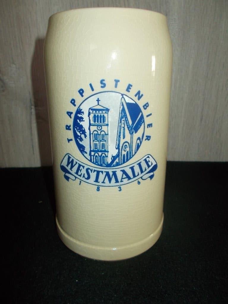 WESTMALLE Trappistenbier - beige ceramic bierpot 1Liter - 3, Ophalen, Gebruikt, Pul(len), Overige merken