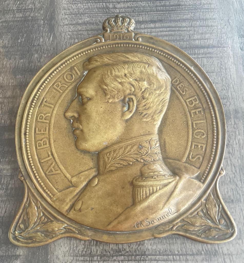 Plaque Albert Roi des Belges., Timbres & Monnaies, Pièces & Médailles, Enlèvement ou Envoi