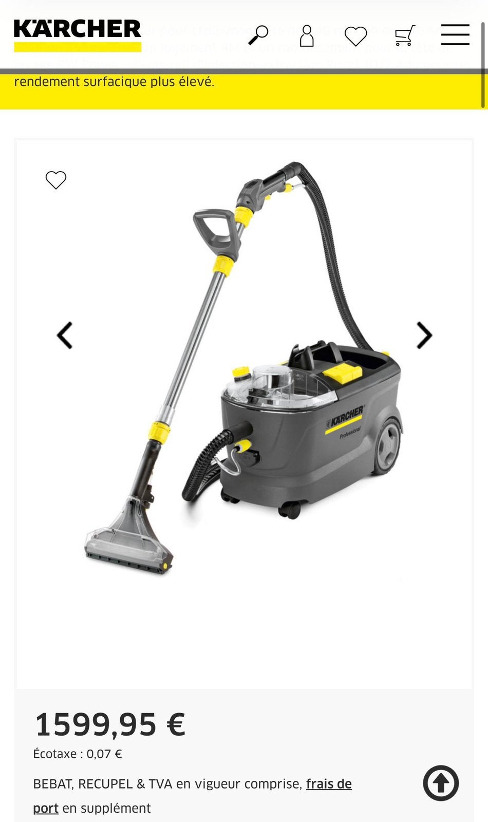 Karcher Puzzi 10/2 ADV-injectorextractor, Kärcher, Nieuw, Ophalen of Verzenden, 2000 watt of meer