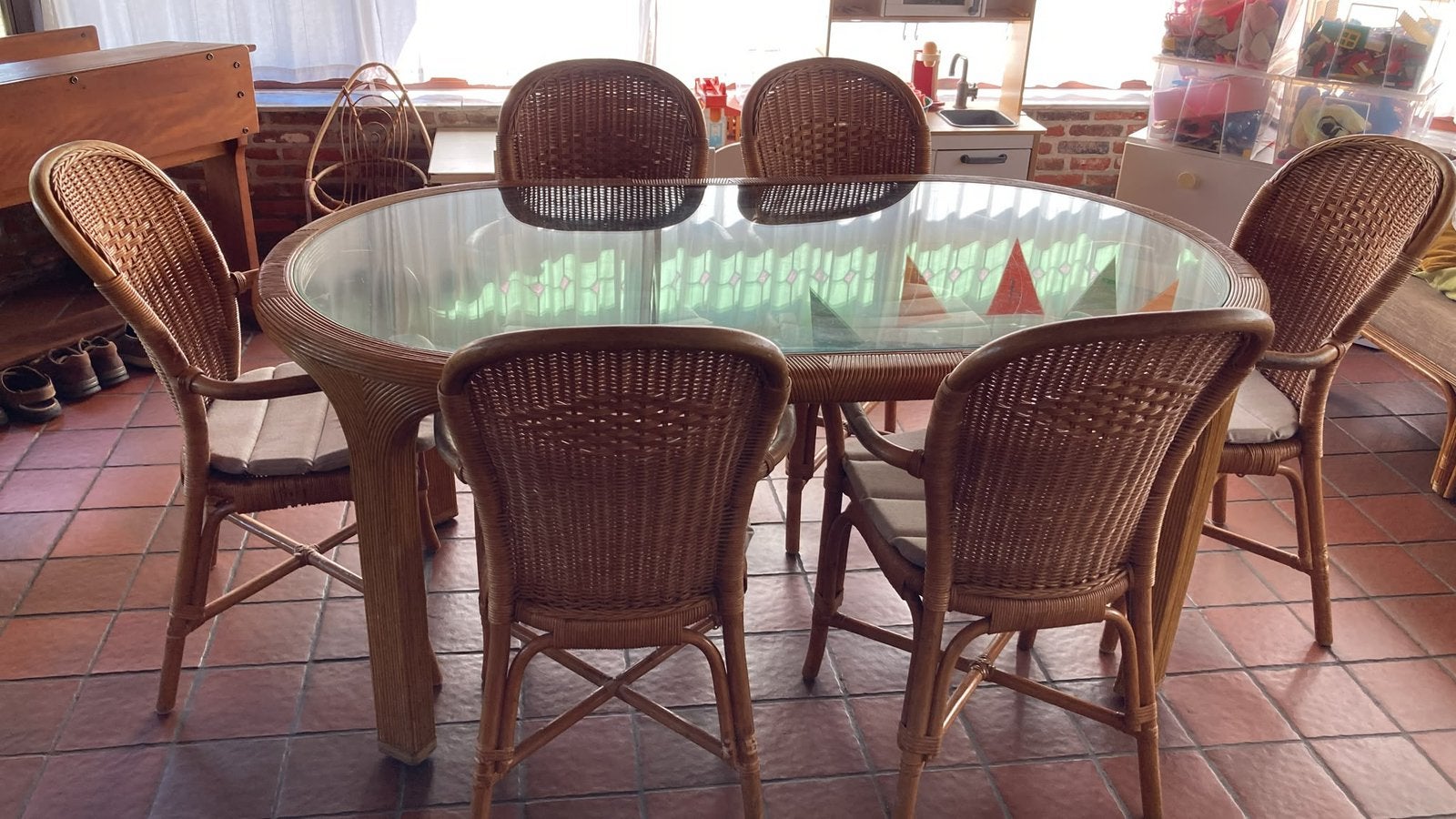tafel met 6 stoelen, Huis en Inrichting, Ophalen, Gebruikt, Vijf, Zes of meer stoelen