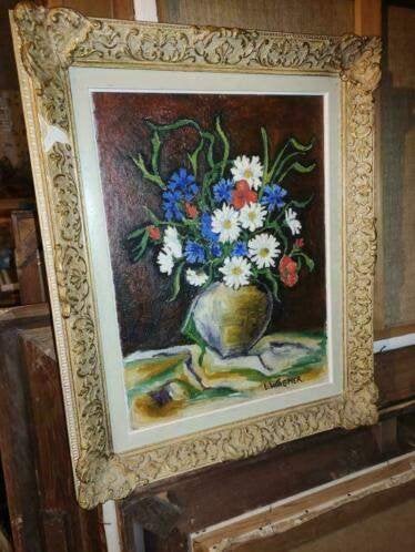 huile sur panneau fleur signe louis wagner, Enlèvement ou Envoi, Panneau