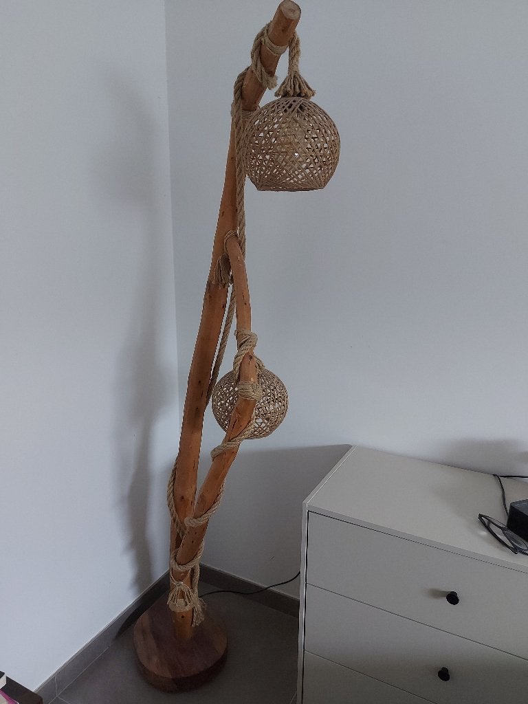 staande lamp, Huis en Inrichting, E27 (groot), Zo goed als nieuw, Hout, 150 tot 200 cm