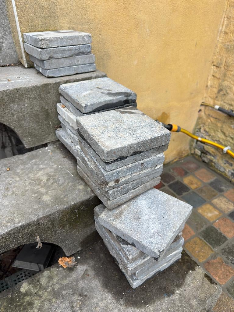 blauwe hardsteen 15 X 15, Doe-het-zelf en Bouw, Tegels, Ophalen, Zo goed als nieuw, Hardsteen