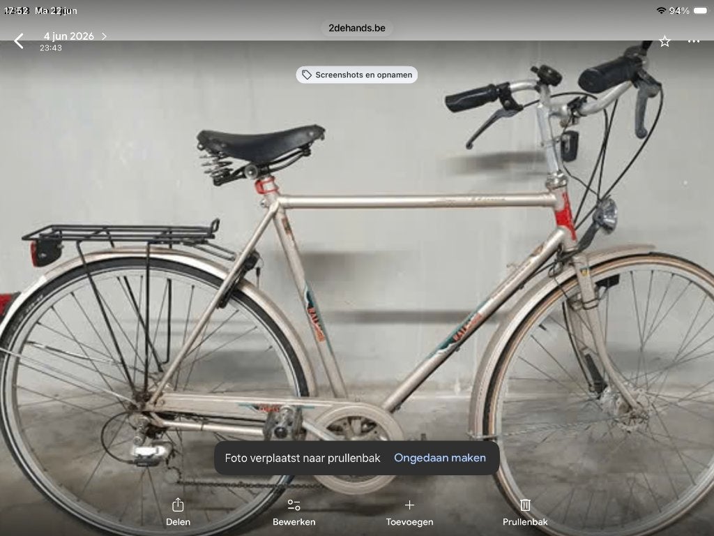 Vintage herenfiets, Vélos & Vélomoteurs, Autres marques, Vitesses, Enlèvement ou Envoi, Frein à tambour