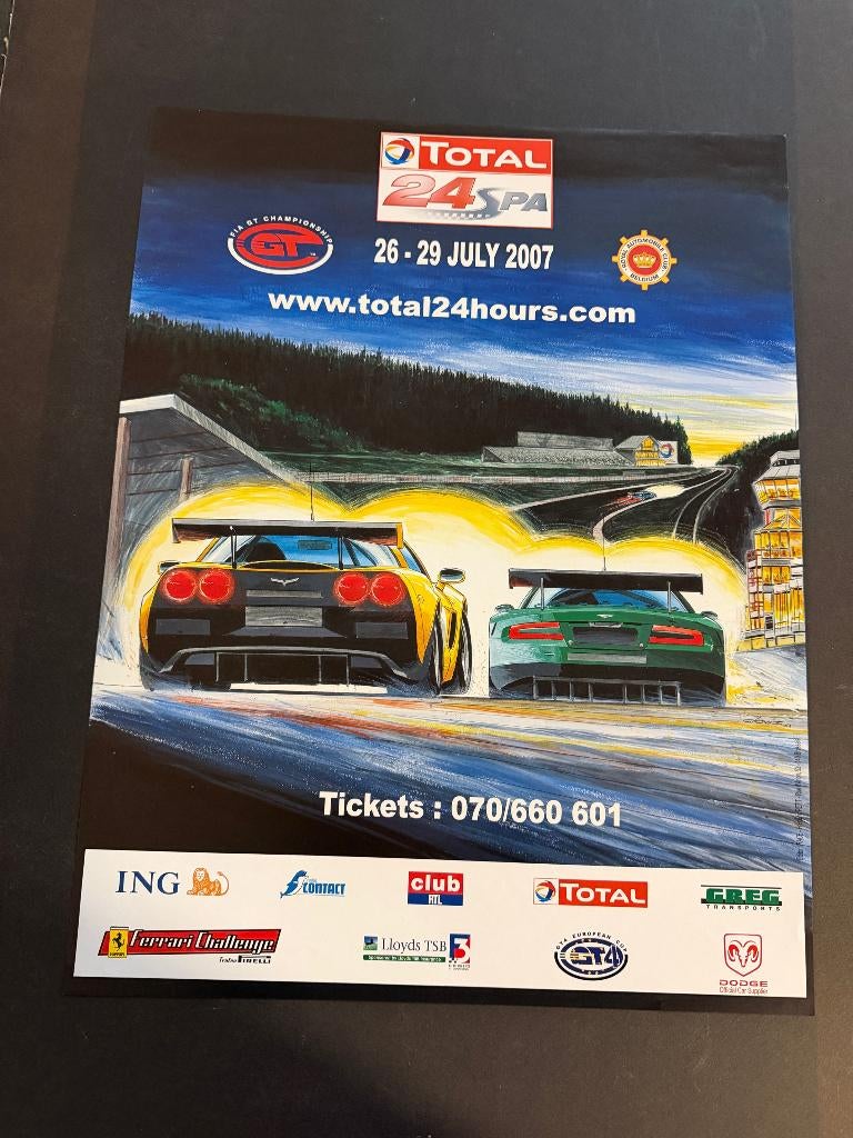 poster 24 uren SPA 2007 Corvette Aston Martin, Verzamelen, Ophalen of Verzenden, Auto's