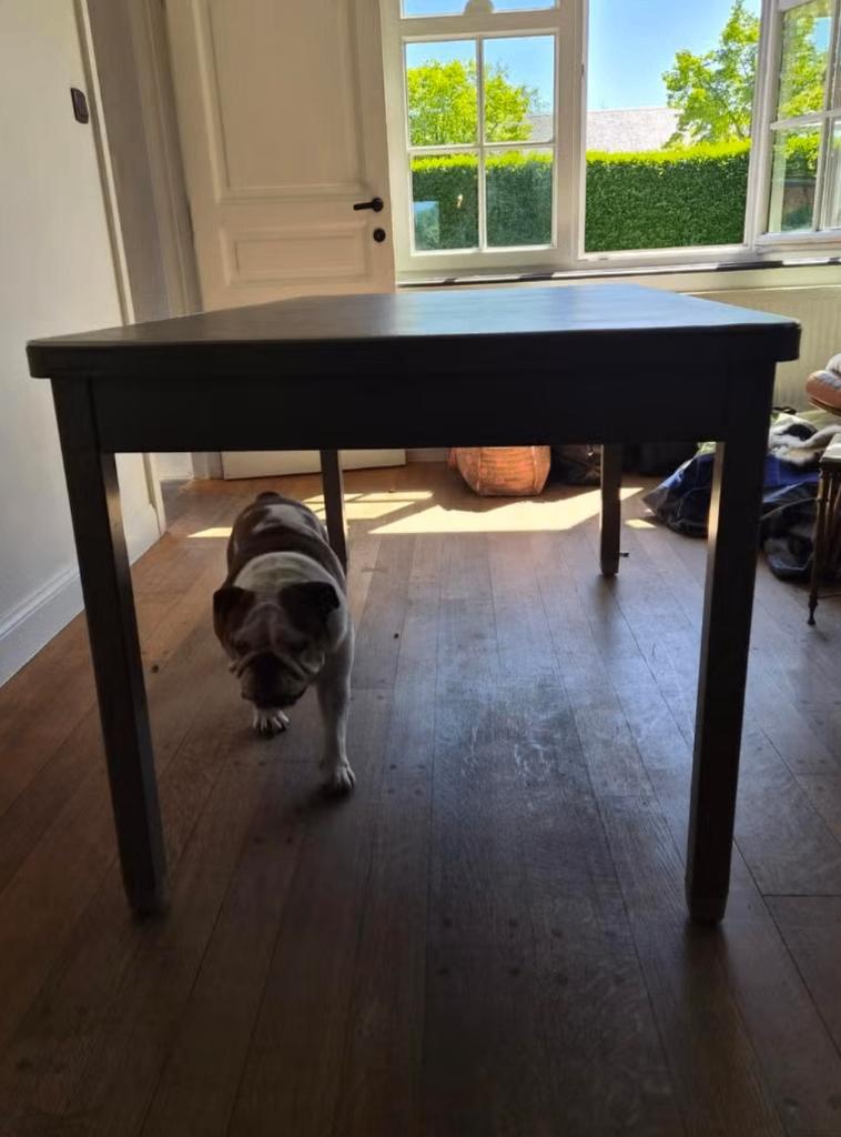 Vintage Industriële bureau 'travaux Metallurgie Bruxelles', Huis en Inrichting, Ophalen, Gebruikt, 152 cm, 86 cm
