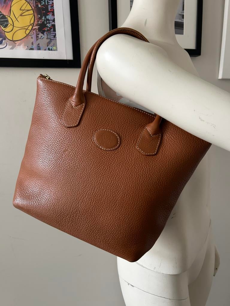 C De Swan handtas generfd leer mokka cognac, Handtassen en Accessoires, Tassen | Damestassen, Zo goed als nieuw, Handtas, Ophalen of Verzenden