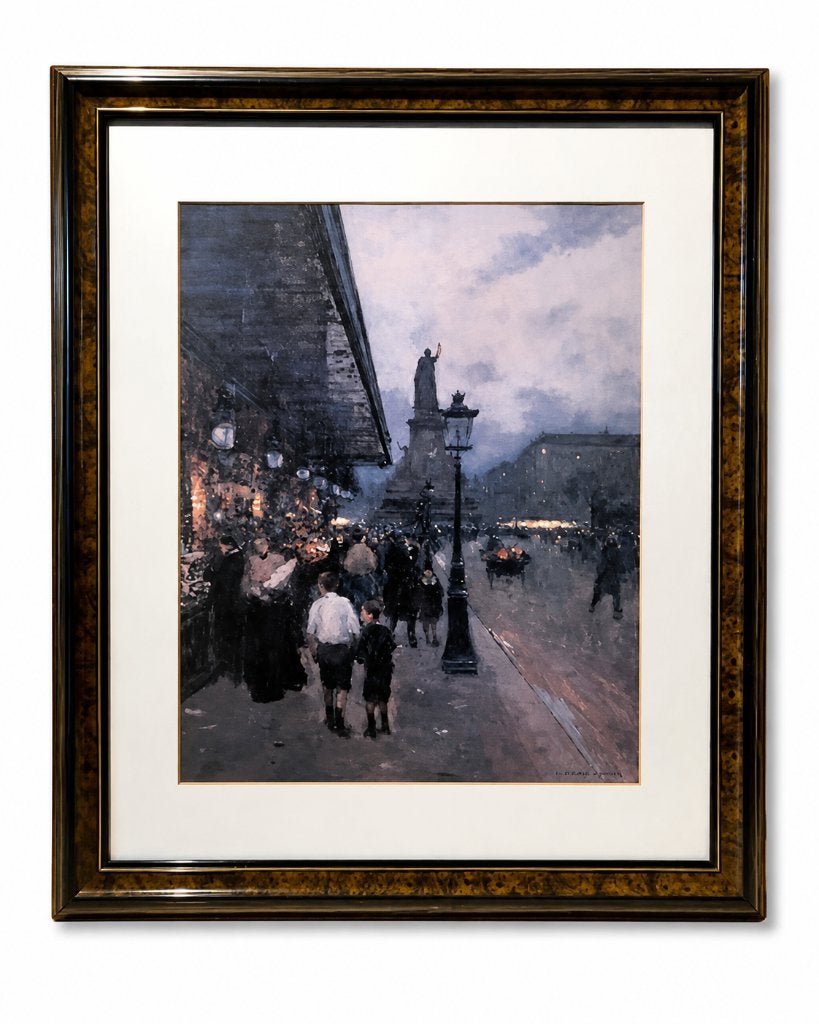 Grand cadre reproduction scène impressionniste-91,5x80,5 cm, Cadre poster, 80 cm, Comme neuf, Avec image