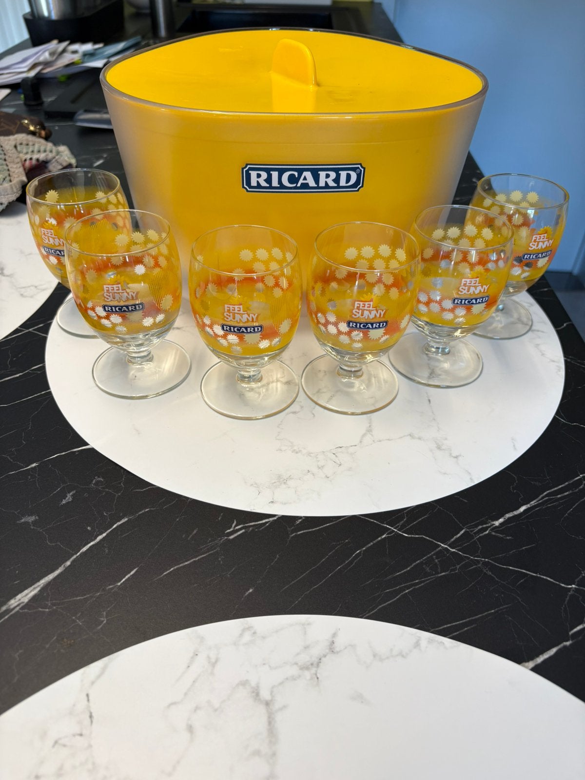 Ensemble de 6 verres Ricard et seau/boîte à glace, Enlèvement ou Envoi, Comme neuf
