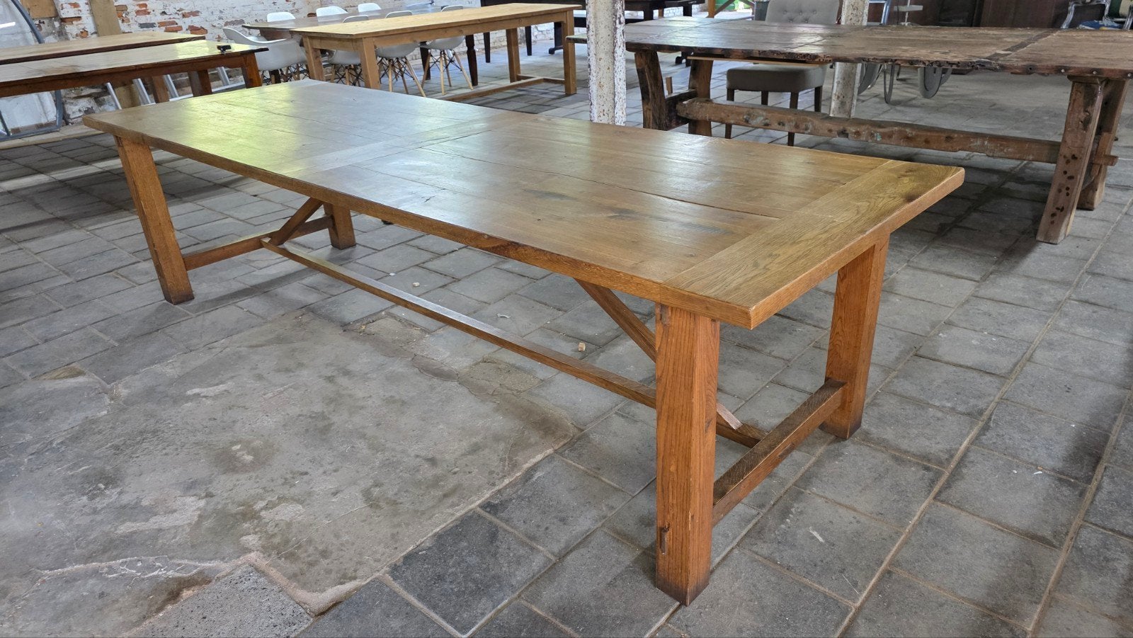 TOPAANBOD 300 cm lange boerentafel mooi geleefd blad €875, Ophalen of Verzenden, Gebruikt