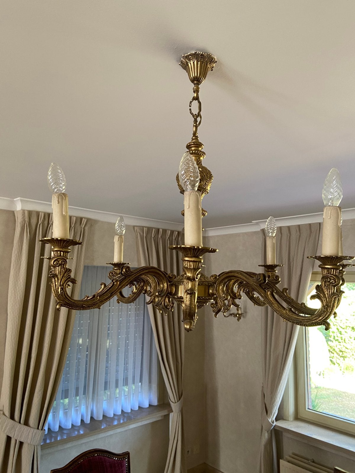 Lustre en bronze massif, Enlèvement, Comme neuf