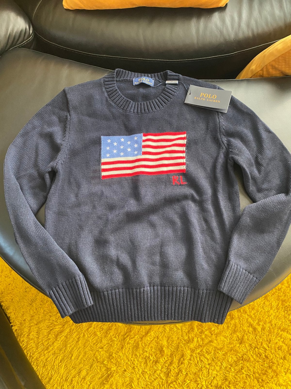 Ralph lauren trui vlag FLAG navy blauw, Verzenden, Zo goed als nieuw, Blauw