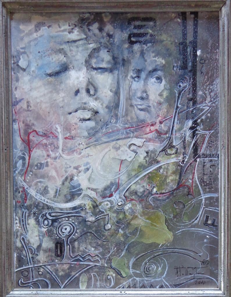 ROGER VAN BELLEGHEM / GEZICHTEN / OLIEVERF / 33x27cm / KADER, Enlèvement ou Envoi, Signé, Peinture à l'huile