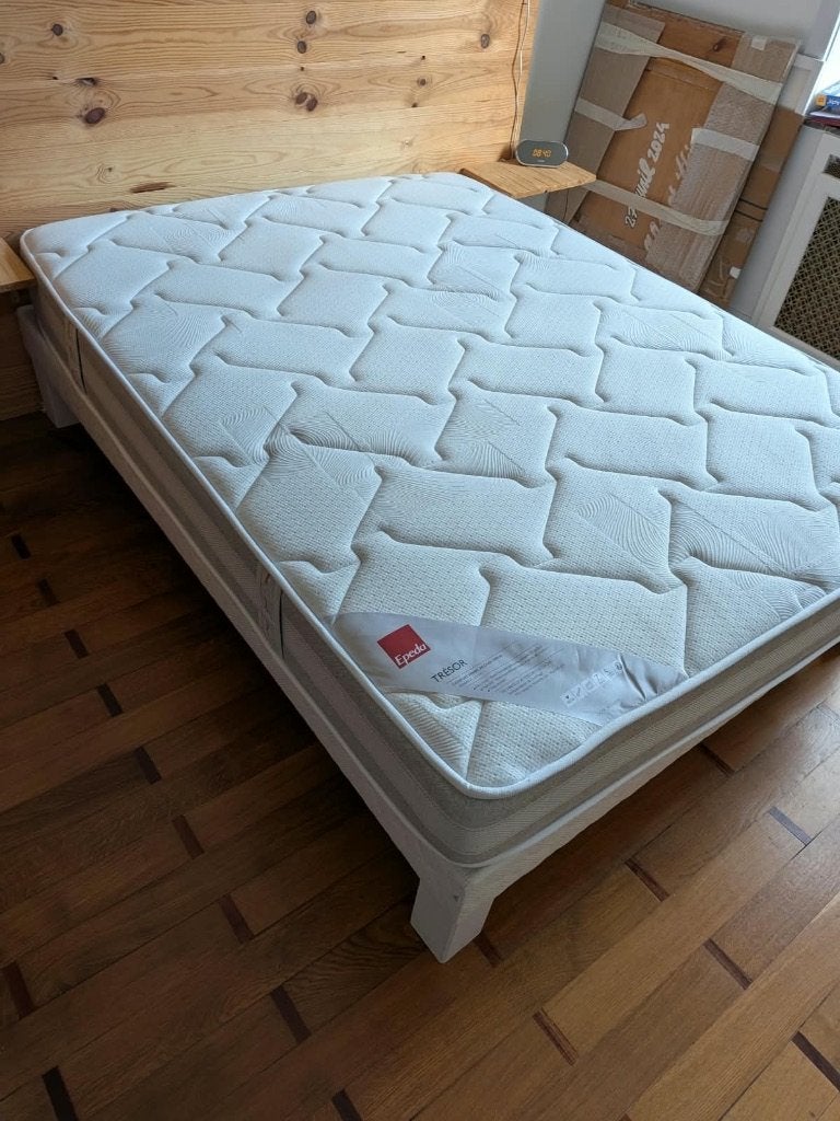 Matelas et sommier 140x190, Ophalen, Gebruikt, Tweepersoons, Bedbodem