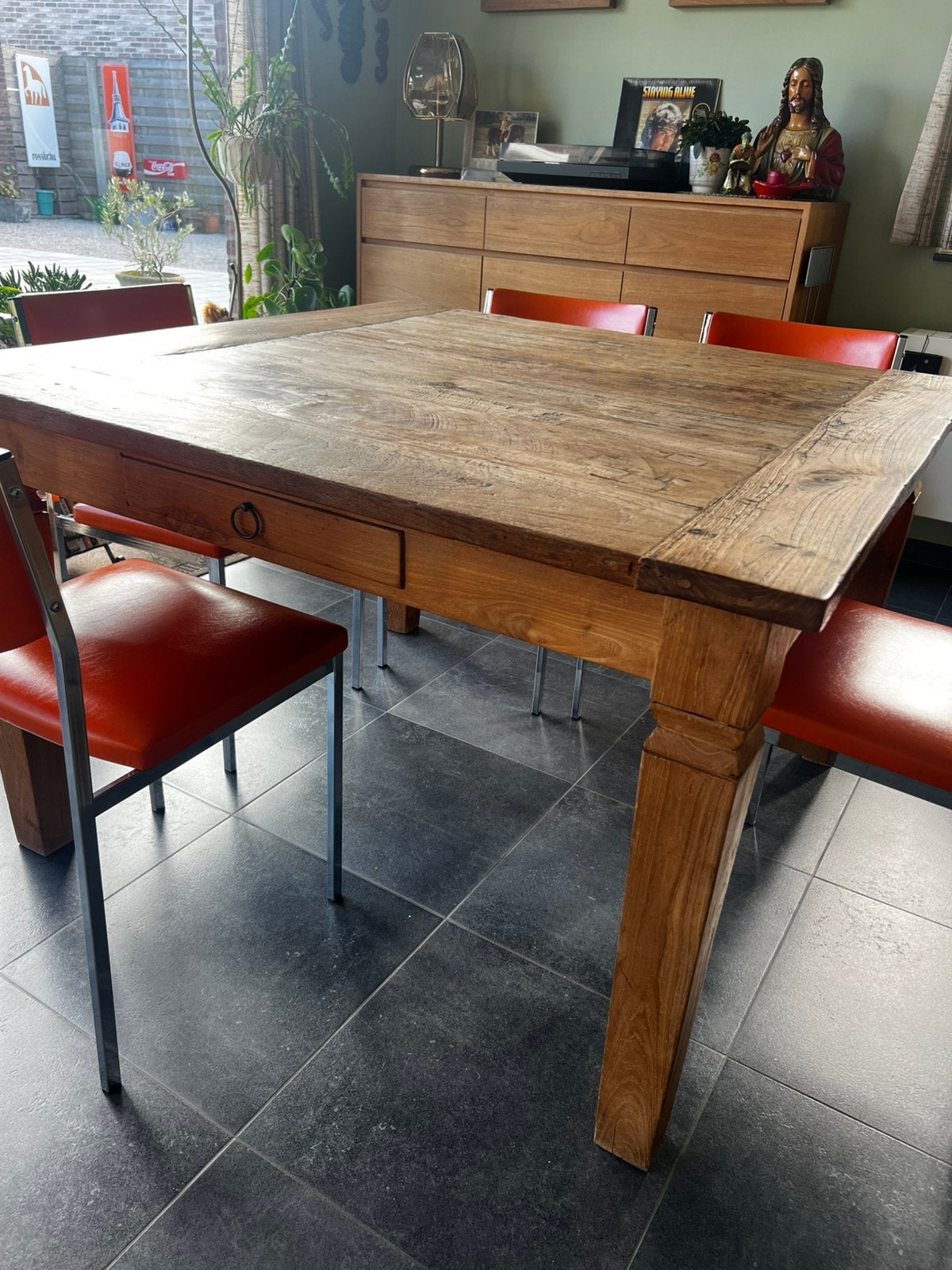Table à manger robuste - bois de teck massif - 120 x 120 cm, Teck, 100 à 150 cm, Carré, 100 à 150 cm