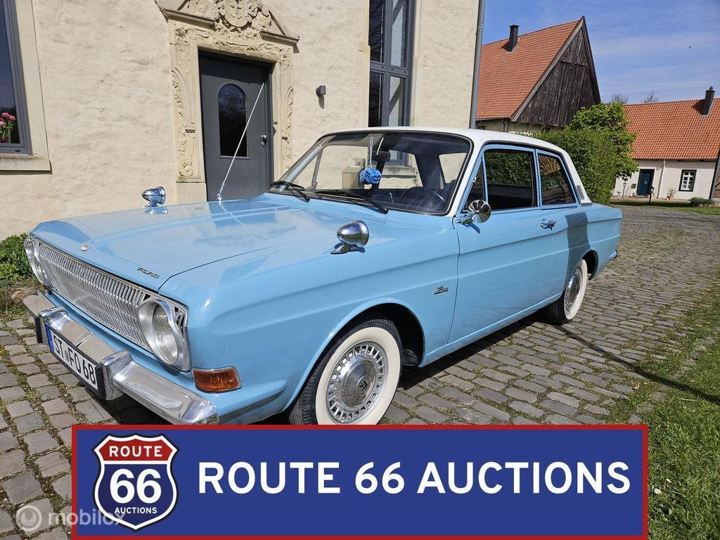 Ford Taunus 12M | 1968 | Route 66 Auctions, Auto's, Oldtimers, Bedrijf, Ford, Benzine, Overige carrosserie, Handgeschakeld, Zwart