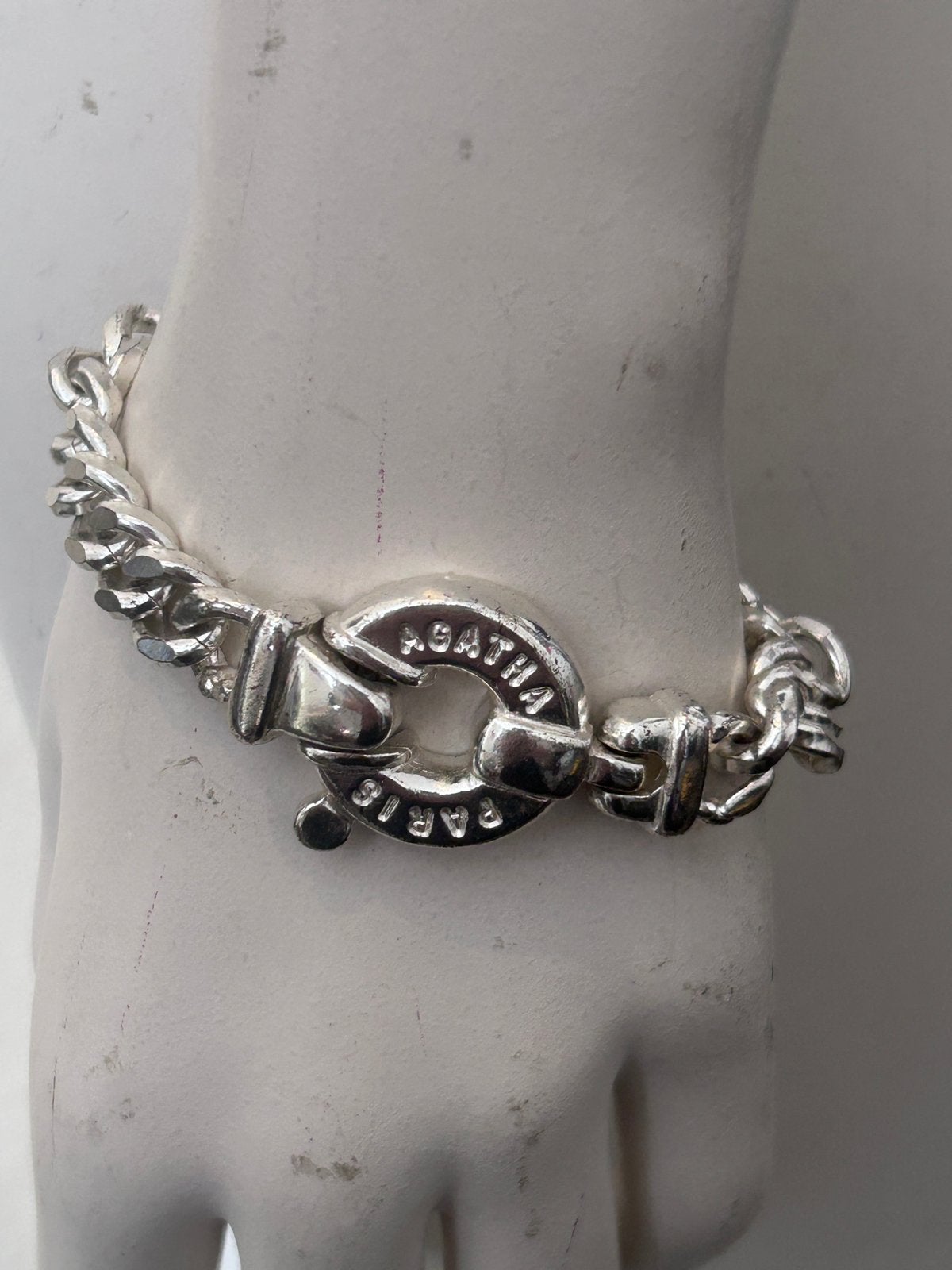 Agatha Paris zilveren metalen armband met schakels 19cm, Handtassen en Accessoires, Bedels, Ophalen of Verzenden, Gebruikt, Overige materialen